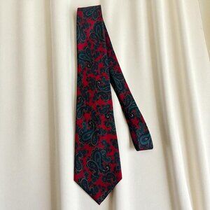 BERT PULITZER Men's Vintage Scarlet Navy Paisley Silk Tie